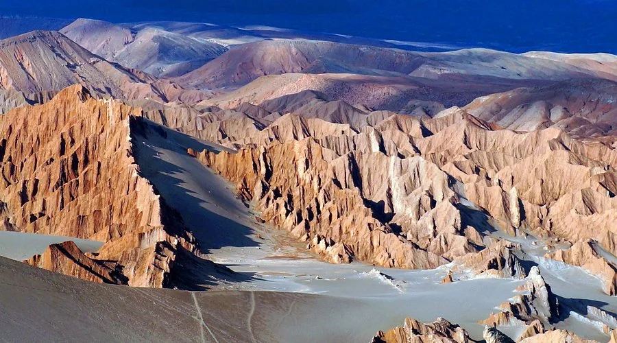 Atacama Desert rock formations and sand dunes in Chile's driest landscape